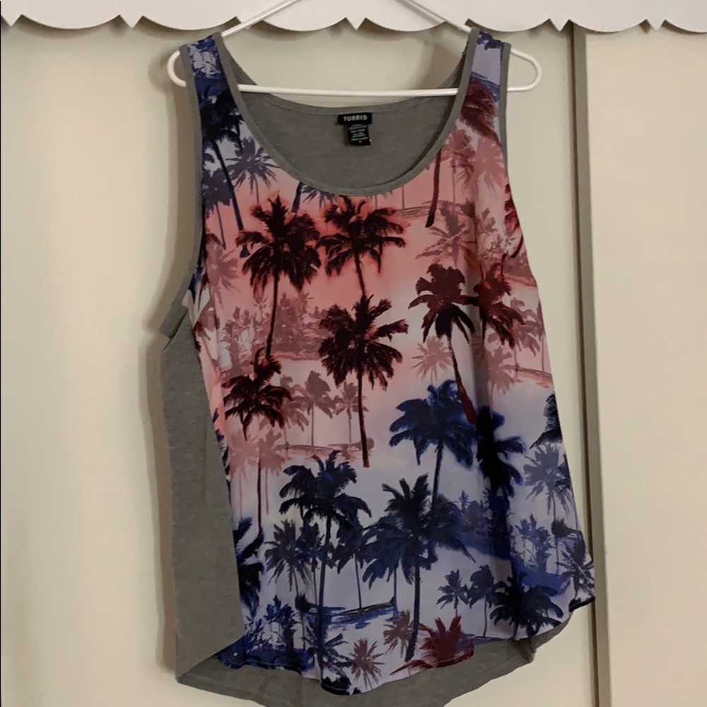 Torrid multicolor palm tree tank top.